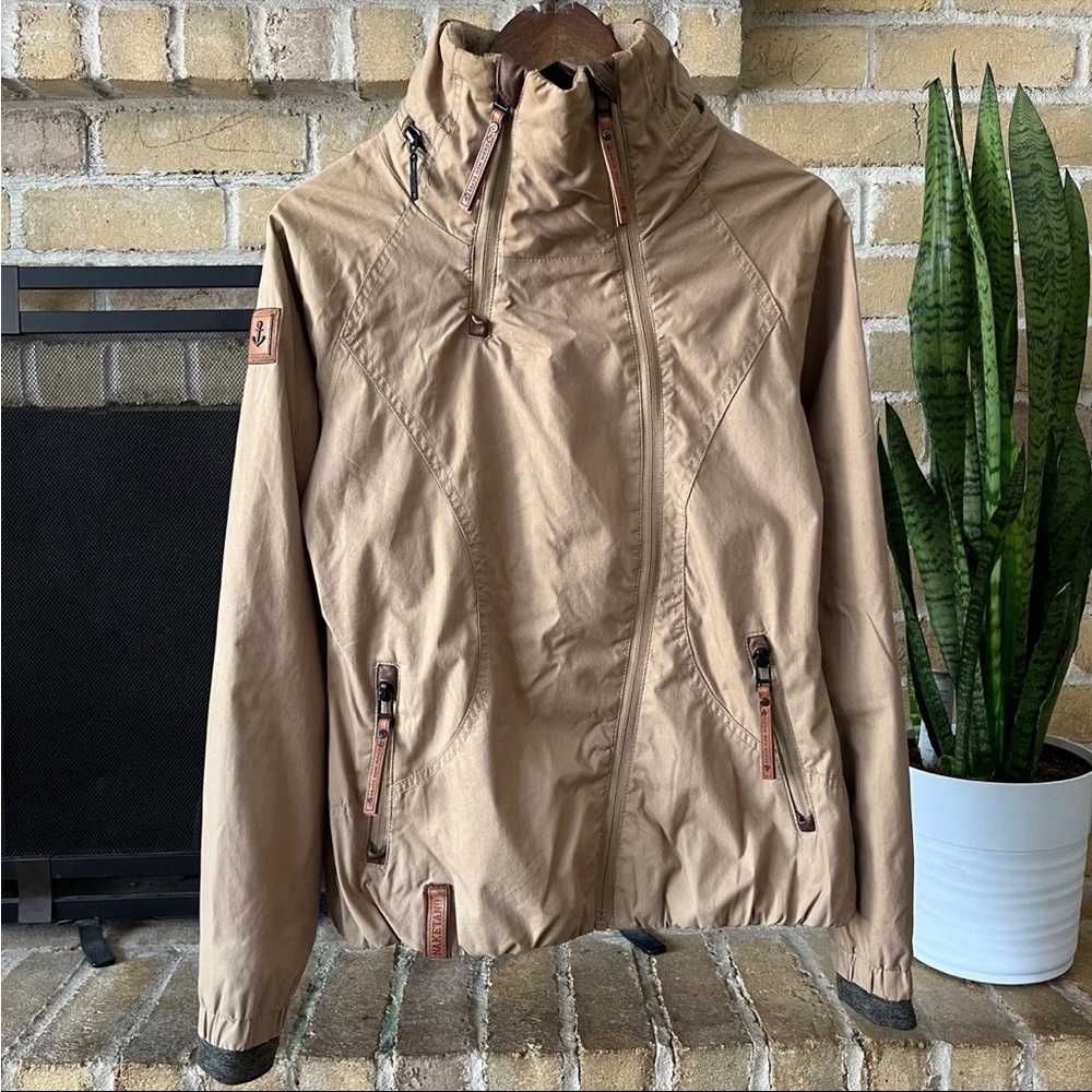 Naketano Womens Forrester Khaki Tan Zip Up Jacket Size Small